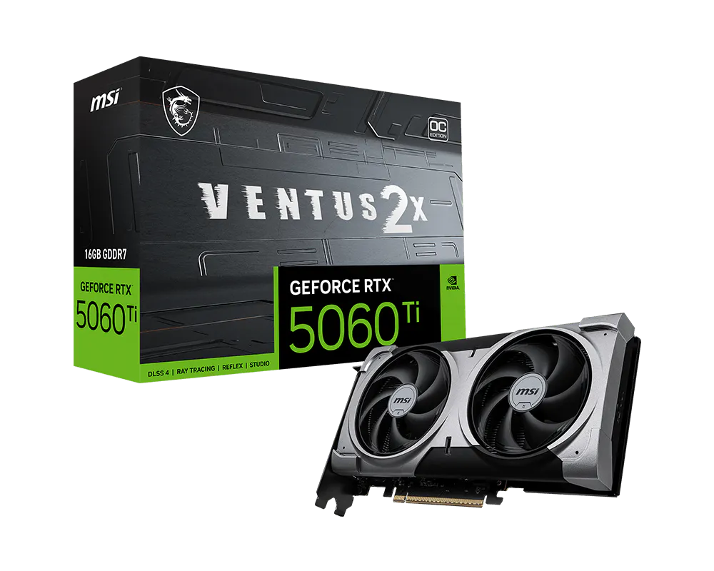 PLACA DE VIDEO MSI GEFORCE RTX 5060 TI VENTUS 2X 16GB OC DLSS4 GDDR7