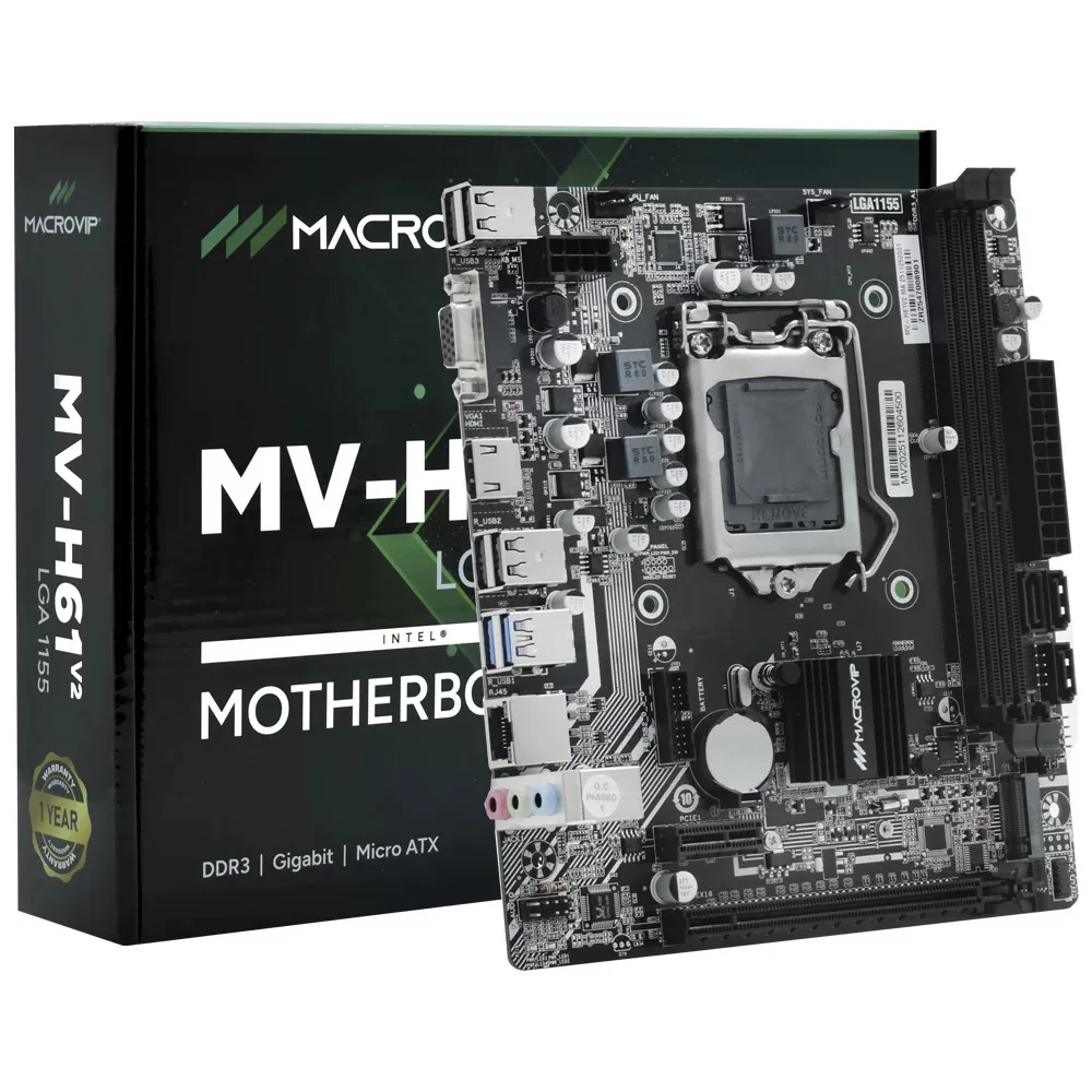 MOTHERBOARD INTEL MACROVIP MV-H61V2 DDR3 1155 HDMI VGA GIGABIT SOPORTA 2DA Y 3RA GEN