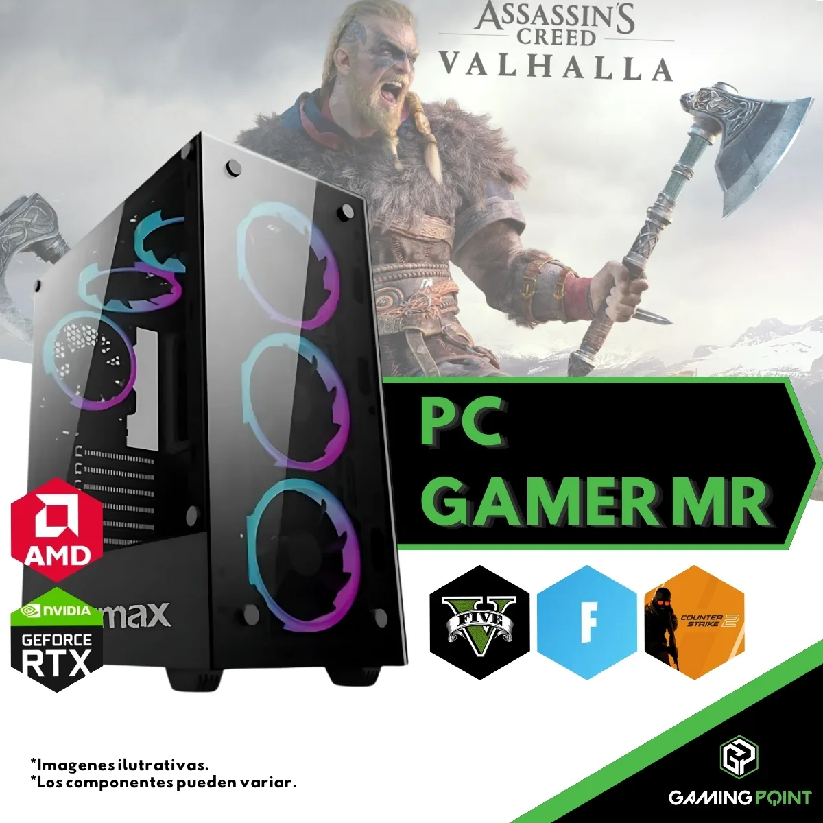 PC GAMER RYZEN 7 5700 B550 16GB RAM RTX 5050 8GB SSD M.2 512GB 650W