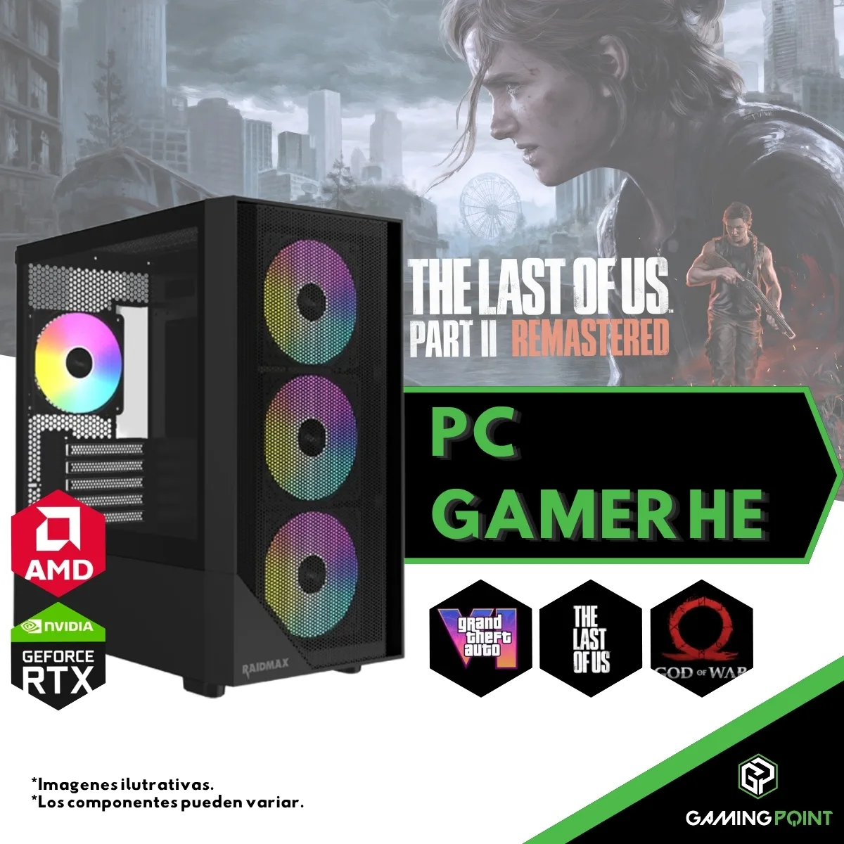 PC GAMER RYZEN 5 7600 B650 WIFI 16GB RAM SSD M.2 512GB  RTX 5060 8GB 650W