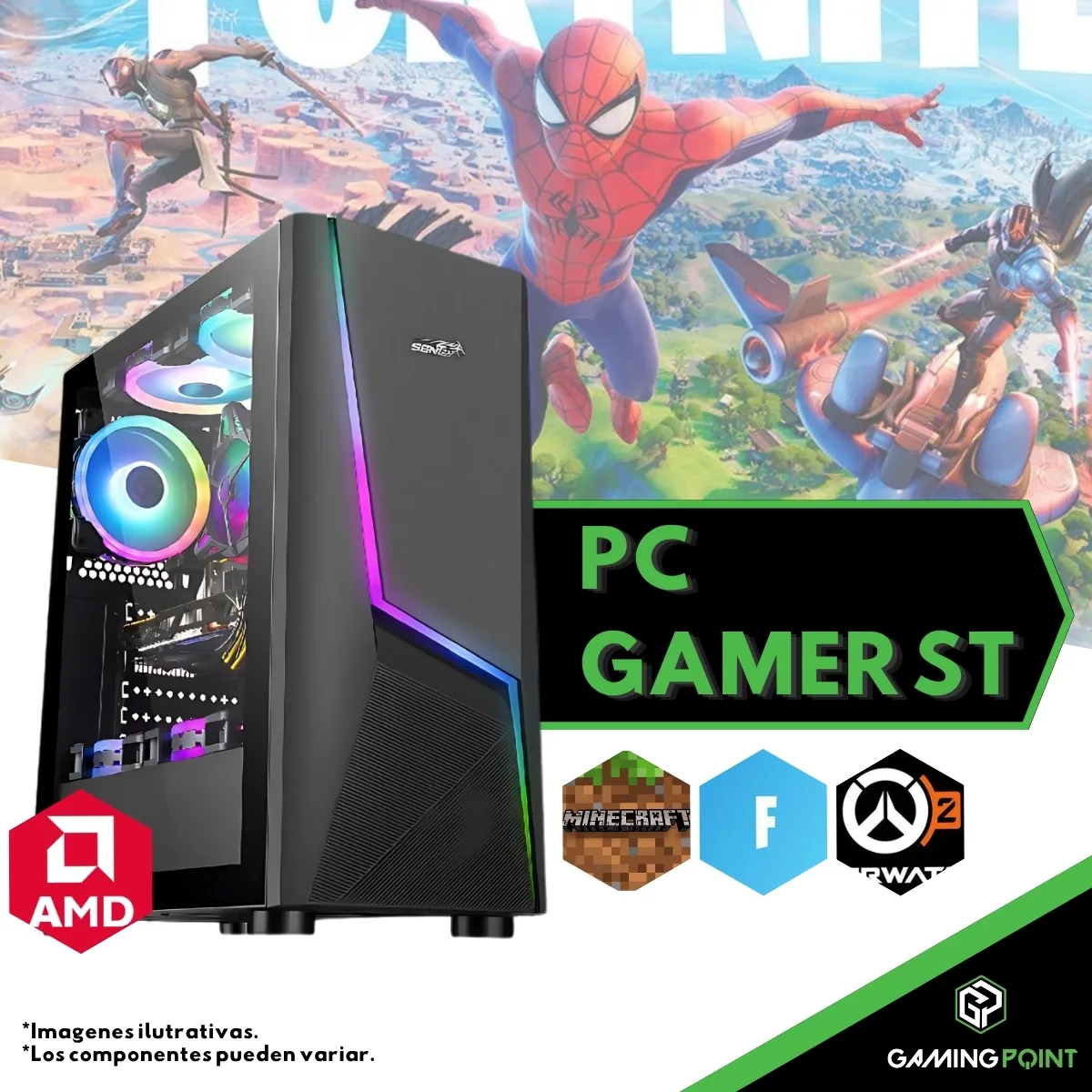 PC RYZEN 5 8600G A620 16gb RAM DDR5 M2 512Gb GAB GAMER