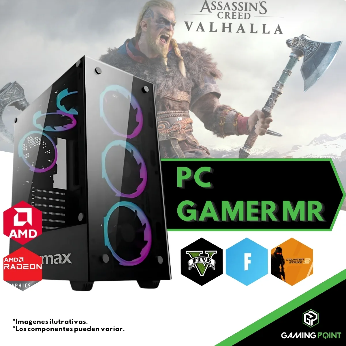 RYZEN 7 5700 B550 16gb M2 512GB rx 7600 650w gabinete gamer