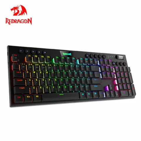 Teclado Redragon K618 Rgb Sp Rd Horus Wireless Red Swtich Full Tri Modo