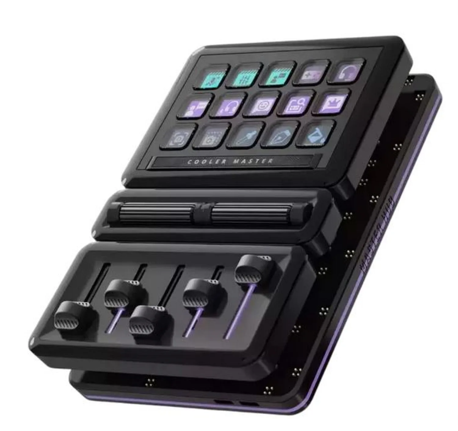 CONTROLADOR STREAMING MODULAR COOLER MASTER MASTERHUB STREAM KIT 15 TECLAS FADERS Y ROLLERS USB