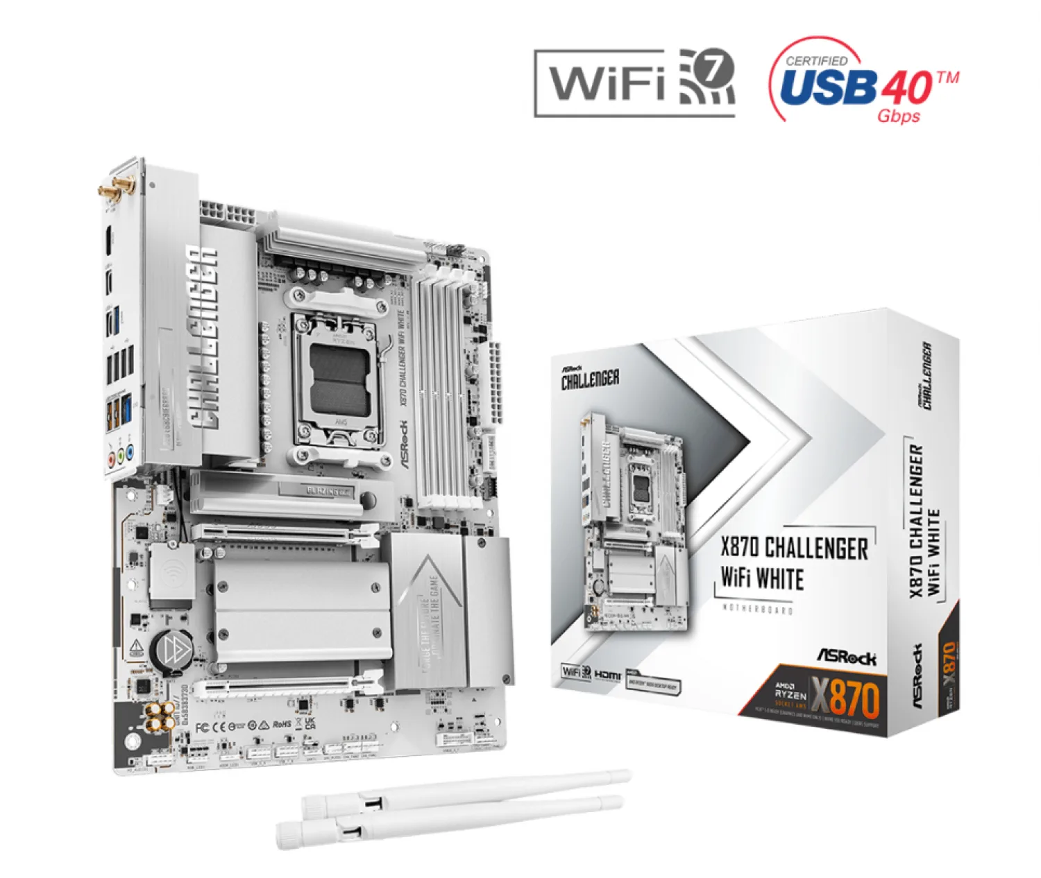 MOTHER ASROCK (AM5) X870 CHALLENGER WIFI WHITE