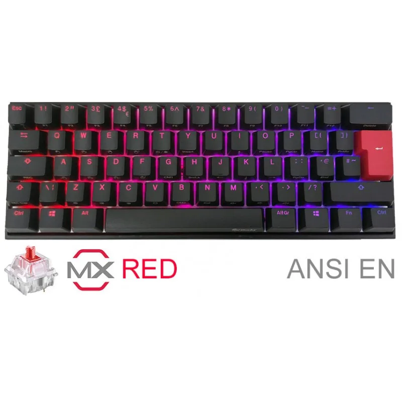 Teclado Gamer Ducky Mecha Mini Rgb Cherry Red Rgb Pbt Double-shot 60