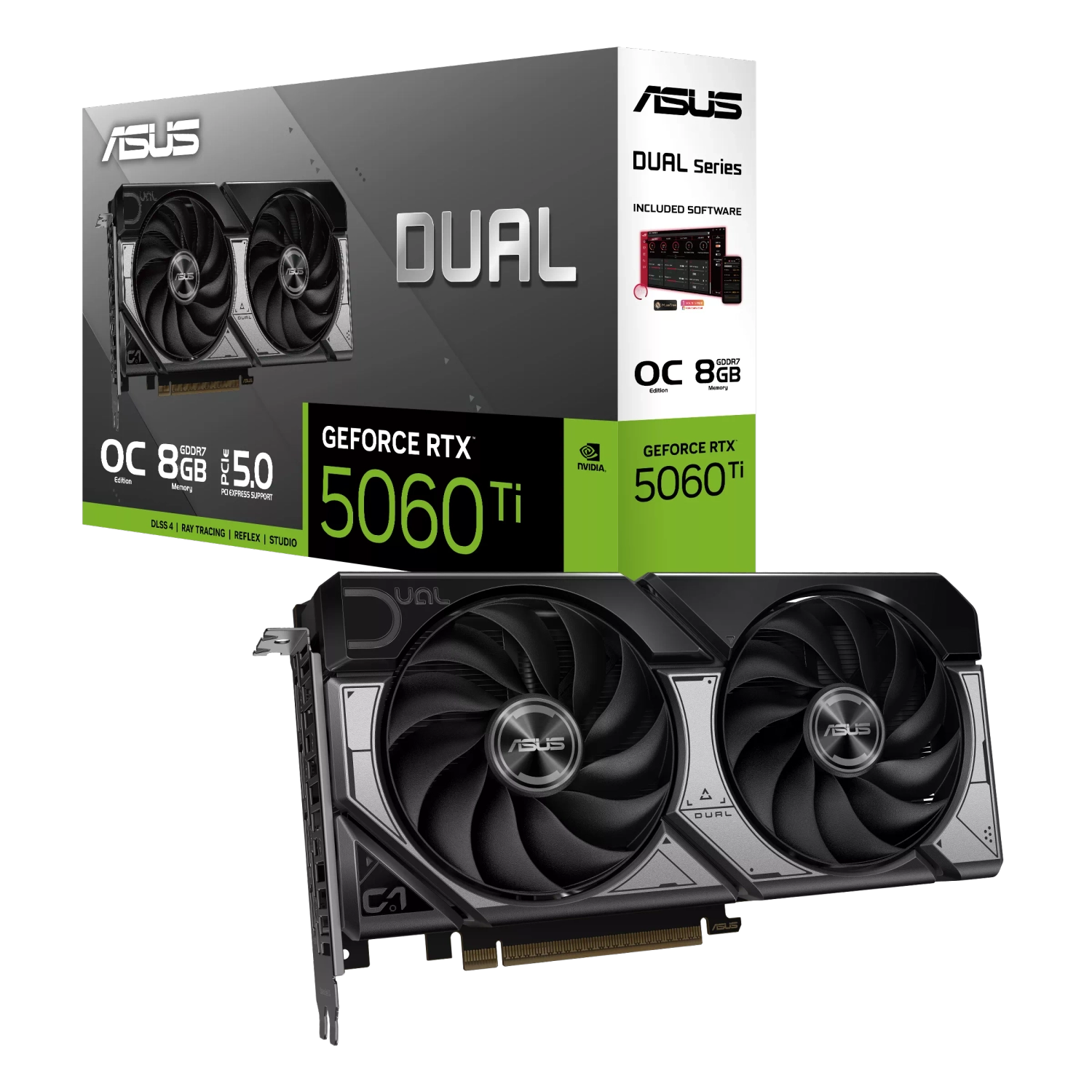 PLACA DE VIDEO ASUS NVIDIA GEFORCE DUAL RTX5060TI 08GB GDDR7 OC EDITION