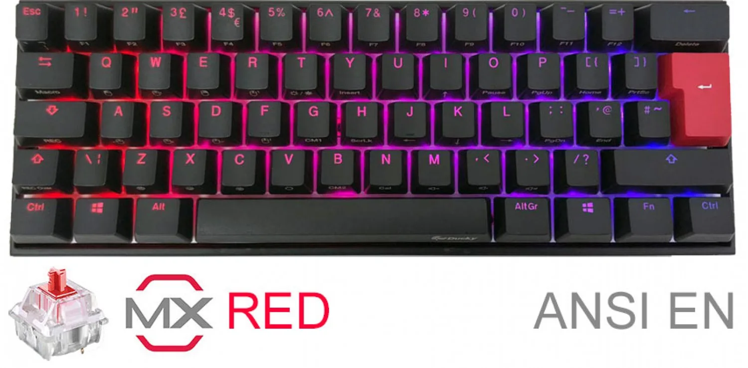 TECLADO GAMER DUCKY MECHA MINI RGB CHERRY RED RGB PBT DOUBLE-SHOT 60
