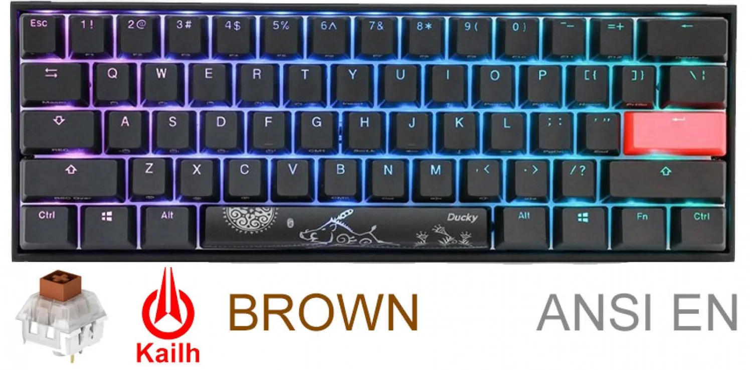 TECLADO GAMER DUCKY MECHA MINI V2 RGB KAILH BOX BROWN PBT DOUBLE-SHOT