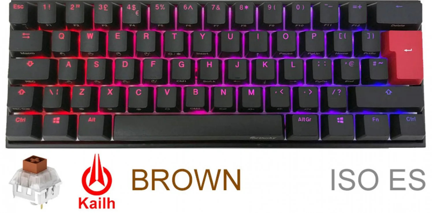 TECLADO GAMER DUCKY MECHA MINI V2 RGB KAILH BOX BROWN SWITCH MECANICO ISO SP